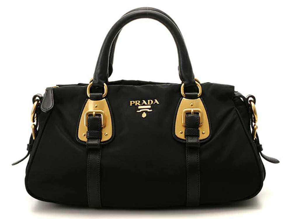 Prada Tessuto Shoulder Bag black leather